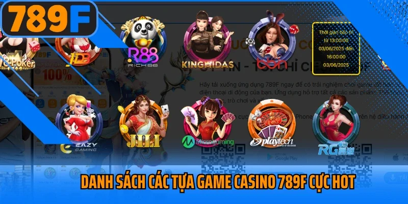 Danh sách các tựa game casino 789f cực hot